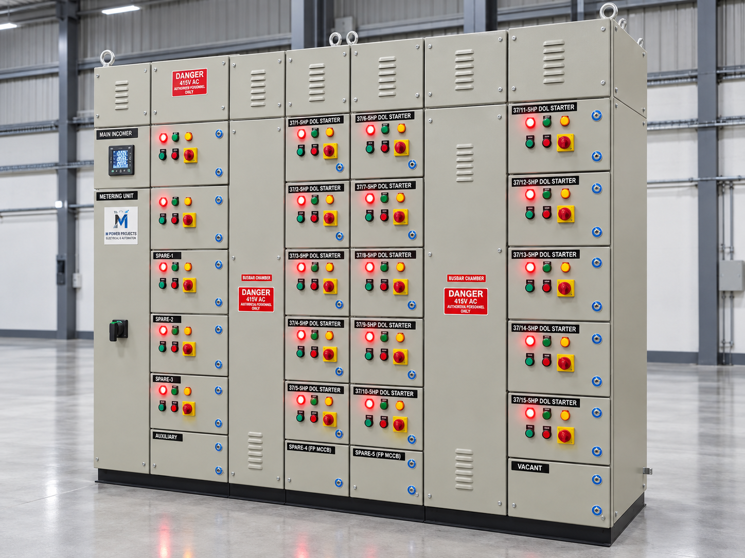 M-Power motor control center with protection relays and control switches