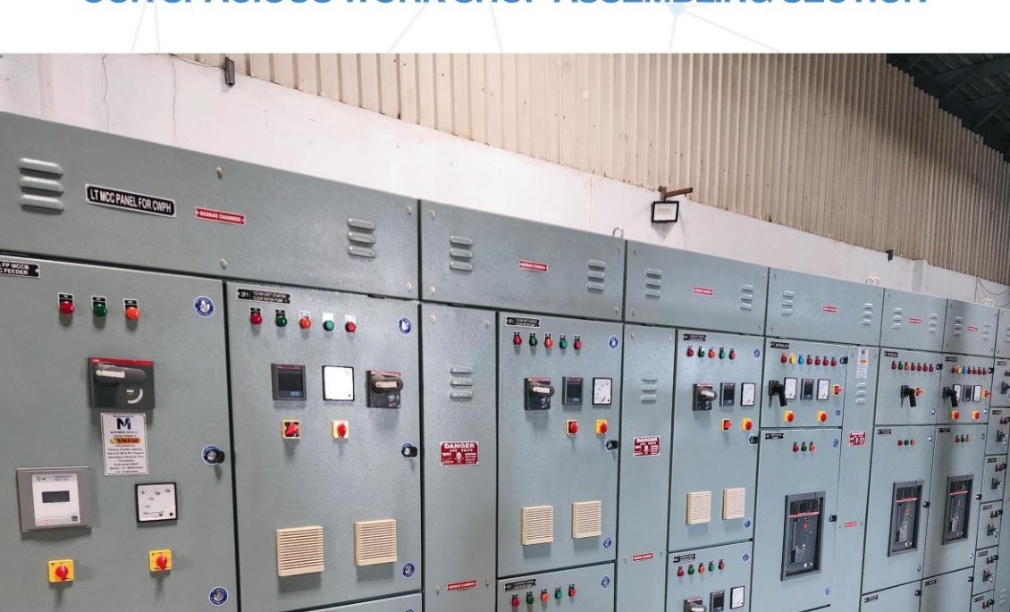 Finished LT switchboards in the M-POWER assembly hall